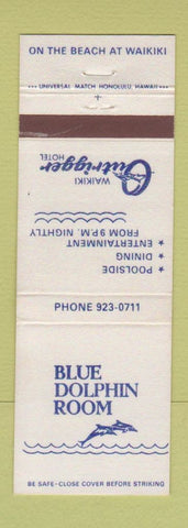 Matchbook Cover - Waikiki Outrigger Hotel Hawaii Blue Dolphin Room