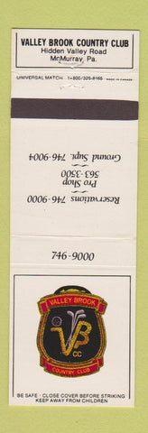 Matchbook Cover - Valley Brook Country Club McMurray PA