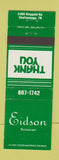 Matchbook Cover - Edison Restaurant Chattanooga TN