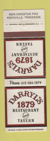 Matchbook Cover - Darryl's 1879 Restaurant Tavern Knoxville TN