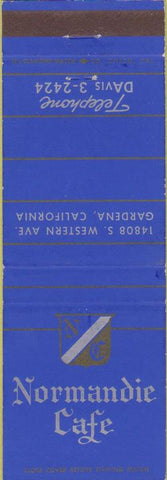 Matchbook Cover - Normandie Cafe Gardena CA