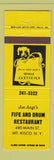 Matchbook Cover - Fife and Drum Restaurant Mount Kisco NY