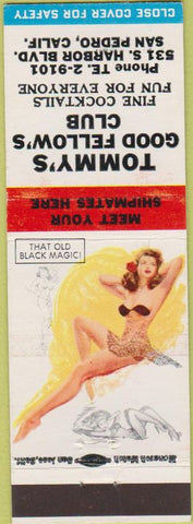 Matchbook Cover - Tommy's Good Fellows Club San Pedro CA pinup Black Magic