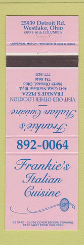 Matchbook Cover - Frankie's Italian Restaurant Westlake OH