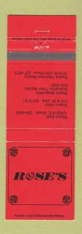 Matchbook Cover - Rose's Beaverton Portland OR