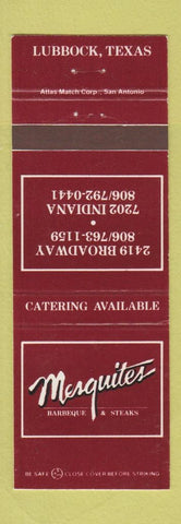 Matchbook Cover - Mesquites BBQ Steaks Lubbock TX