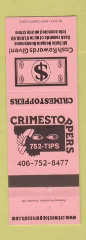 Matchbook Cover - Crime Stoppers MT Montana
