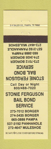 Matchbook Cover - Stonie Ferguson Bail Bonds Borger Pampa Muleshoe TX