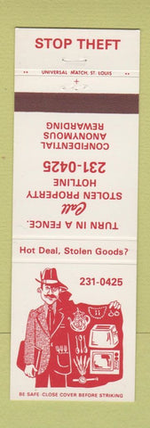 Matchbook Cover - Stop Theft Turn In a Fence