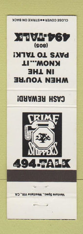 Matchbook Cover - Crime Stoppers 494 Talk
