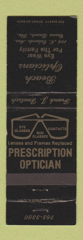 Matchbook Cover - Beach Opticians Cocoa Beach FL