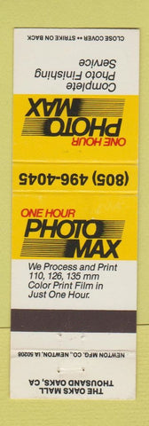 Matchbook Cover - Photo Max Photogarphy Service Thousand Oaks CA