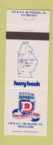 Matchbook Cover - Dixie Trucker's Home stop McLEan IL Tuscola oil gas