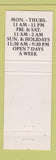 Matchbook Cover - Wok Inn Restaurant South Portland ME WEAR