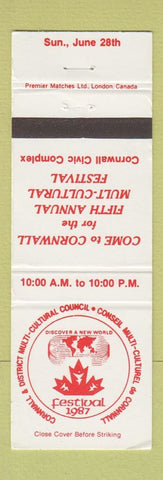 Matchbook Cover - Cornwall Cultural Council Festival 1987 ON