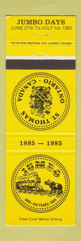 Matchbook Cover - St Thomas ON Jumbo Days 1985