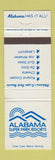 Matchbook Cover - Alabama Super Park Resorts  Camden Gulf Shores Eufaula AL