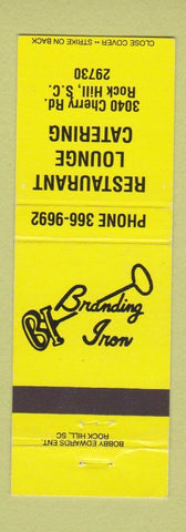 Matchbook Cover - Branding Iron Restaurant Lounge Rock Hill SC