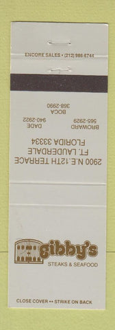 Matchbook Cover - Gibby's Steak Seafood Fort Lauderdale FL