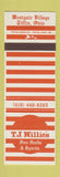 Matchbook Cover - TJ Willie's Restaurant Tiffin OH