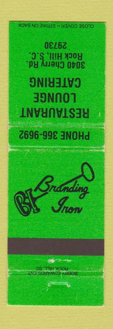 Matchbook Cover - Branding Iron Restaurant Lounge Rock Hill SC GREEN