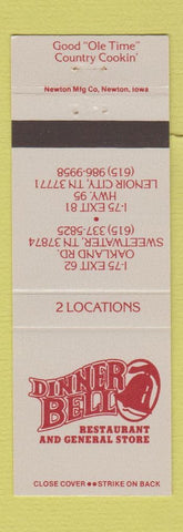 Matchbook Cover - Dinner Bell Restaurant General Store Lenoir City Sweetwater TN