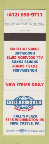 Matchbook Cover - Dollar World Store New Castle PA