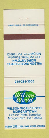 Matchbook Cover - Wilson World Hotel Morgantown PA