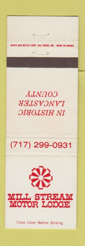 Matchbook Cover - Mill Stream Motor Lodge Lancaster County PA