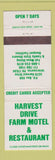 Matchbook Cover - Harvest Drive Farm Motel Restaurant Intercourse PA