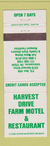 Matchbook Cover - Harvest Drive Farm Motel Restaurant Intercourse PA