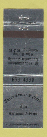 Matchbook Cover - Three Center Square Inn Restaurant Maytown PA