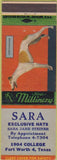 Matchbook Cover - Sara Hats Fort Worth TX Greyhound