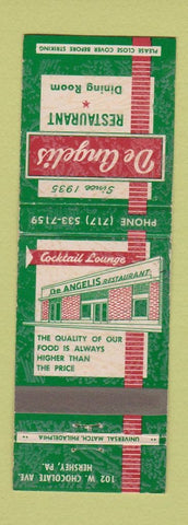 Matchbook Cover - De Angelis Restaurant Hershey PA