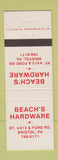 Matchbook Cover - Beach's Hardware Bristol PA