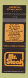 Matchbook Cover - Mr Steak York Wyomissing Lancaster Harrisburg PA