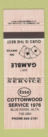 Matchbook Cover - Esso oil gas Cottonwood Blue Ridge AB
