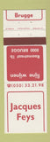 Matchbook Cover - Jacques Feys Brugge