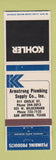 Matchbook Cover - Kohler Plumbing Products Armstrong San Antonio TX