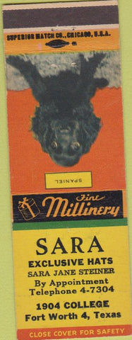 Matchbook Cover - Sara Hats Fort Worth TX Spaniel