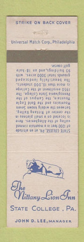 Matchbook Cover - Nittany Lion Inn State College PA