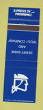 Matchbook Cover - Derry Bank and Trust NH Candia Chester Manchester Windham