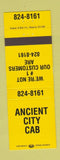 Matchbook Cover - Ancient City Cab Taxi