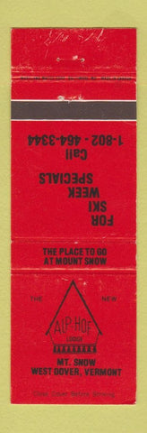 Matchbook Cover - The Alp Hof Lodge West Dover VT WEAR