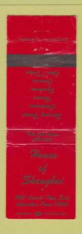 Matchbook Cover - House of Shanghai Lancaster PA WEAR