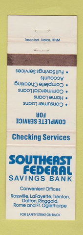 Matchbook Cover - Southern Federal Savings Bank Dalton Rossville Trenton GA