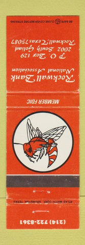 Matchbook Cover - Rockwall Bank TX yellow jacket bank club WEAR