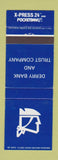 Matchbook Cover - Derry Bank and Trust NH Candia Chester Manchester Windham