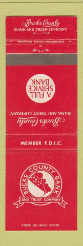 Matchbook Cover - Bucks Country Bank Peraskie Dublin Quakertown Chalfont PA  RED
