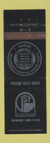 Matchbook Cover - First National Bank Manning IA